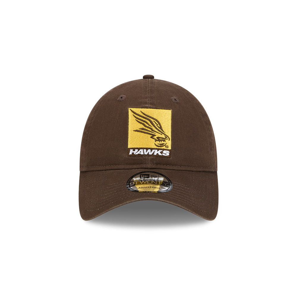 Hawthorn Hawks Hat - AFL 2025 Retro Washed 9Twenty Strapback Cap - New Era